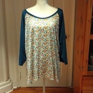 Agnes Orinda 3/4 Sleeve Floral Raglan Sleeve Top